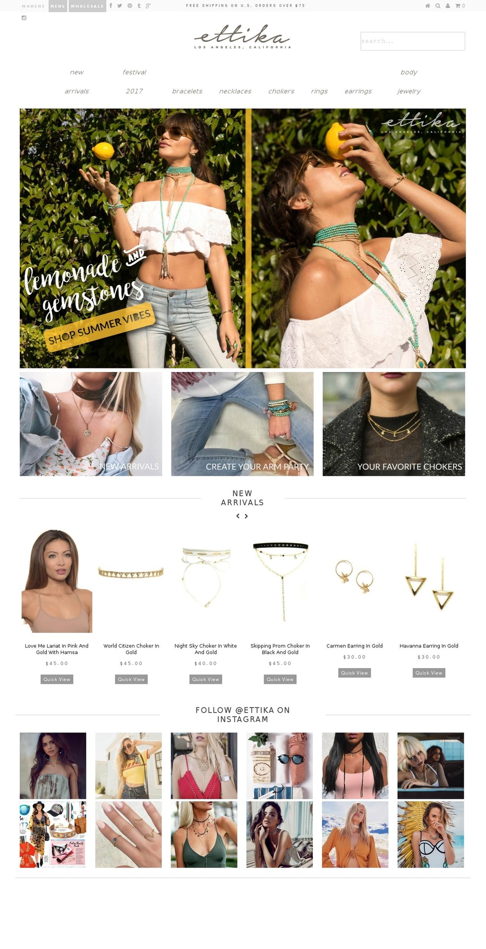 ettika.com shopify website screenshot