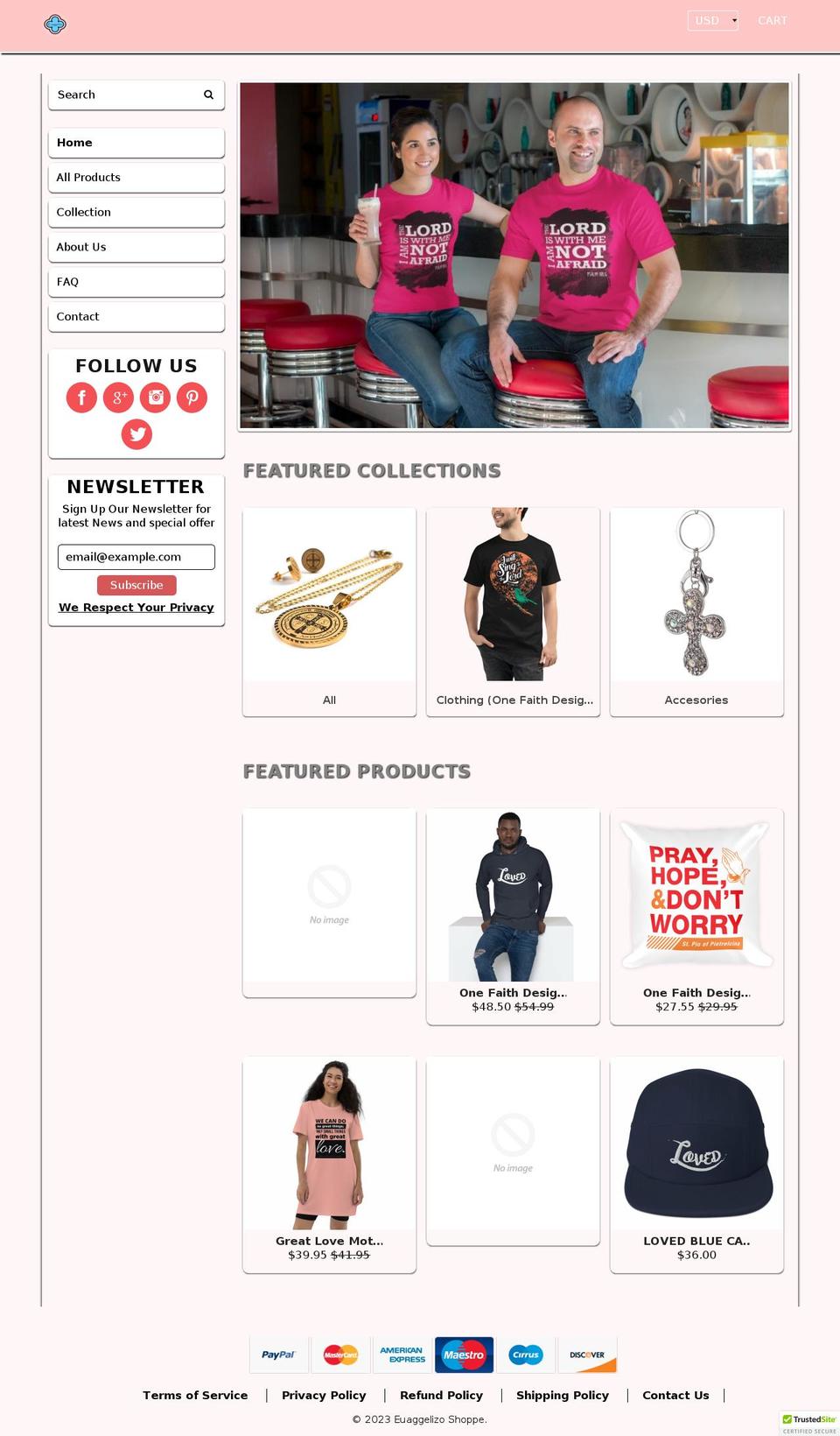 Lady Shopify theme site example euaggelizo.com