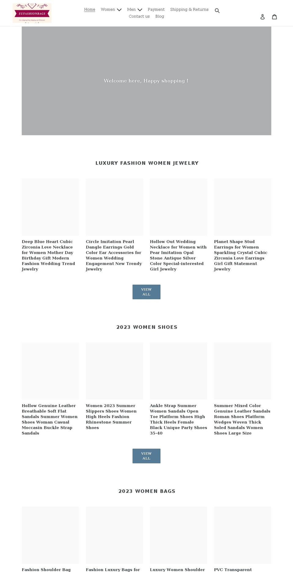 eufashionbags.com shopify website screenshot