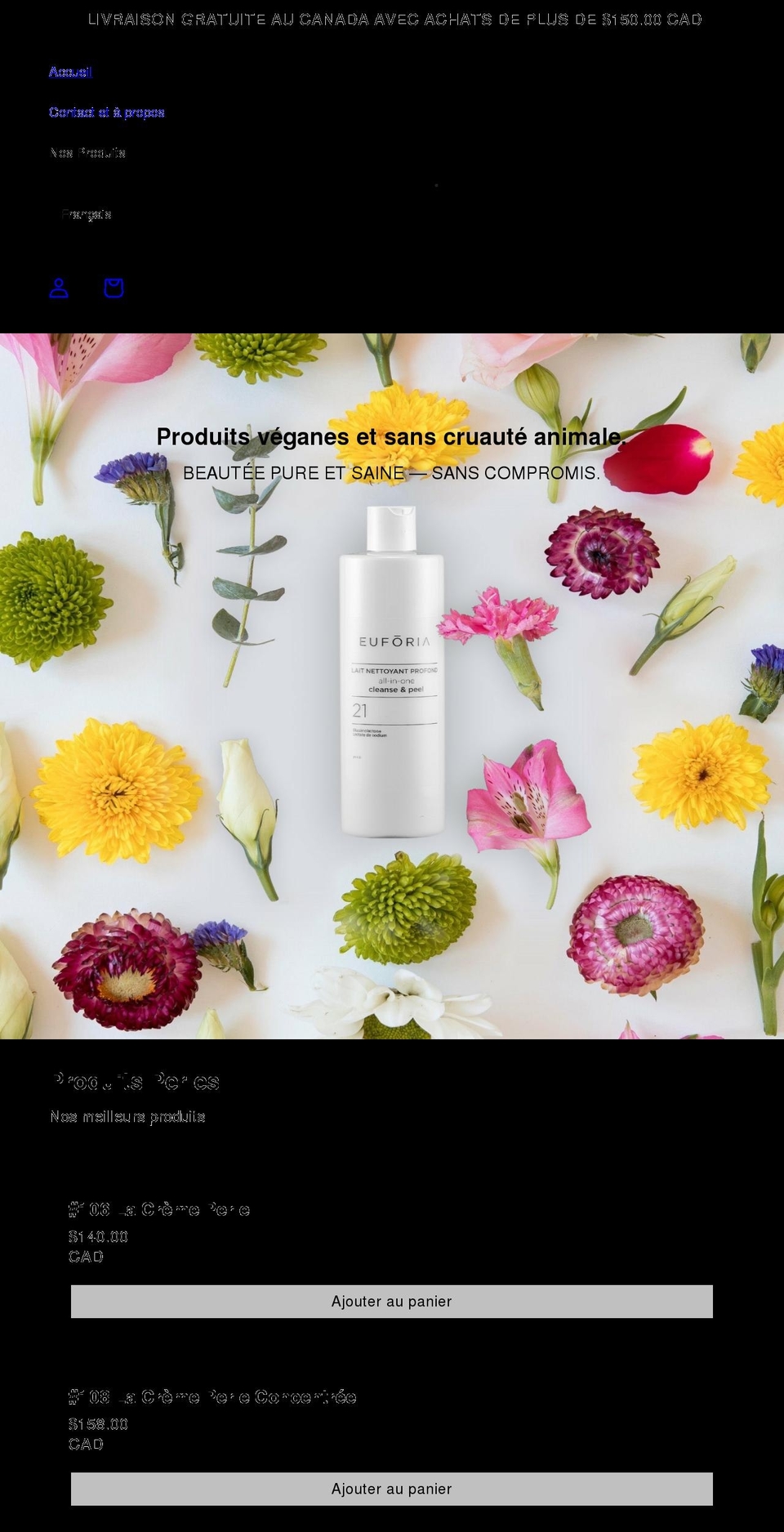 euforia.ca shopify website screenshot