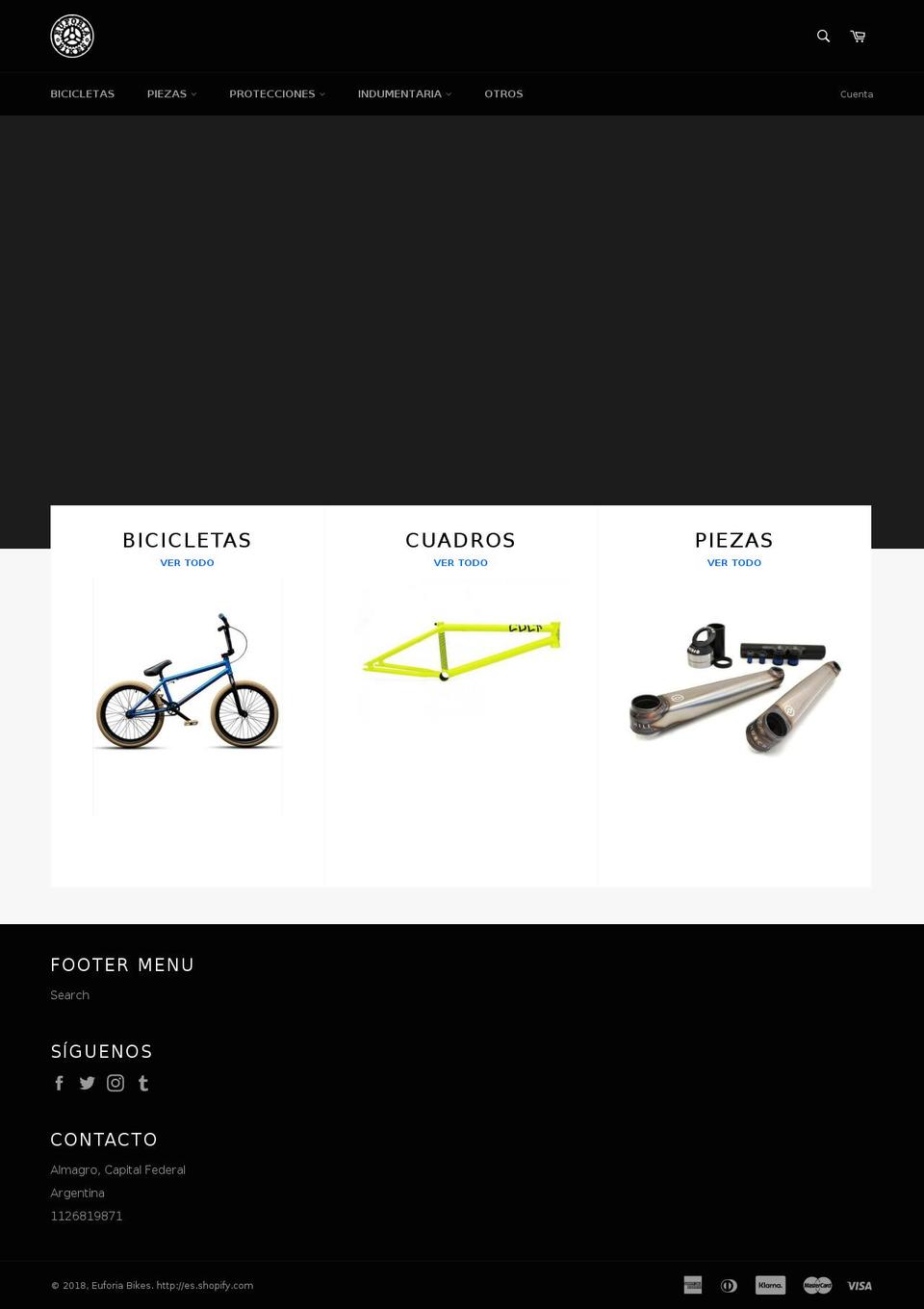 euforiabikes.com — Shopify storefront screenshot