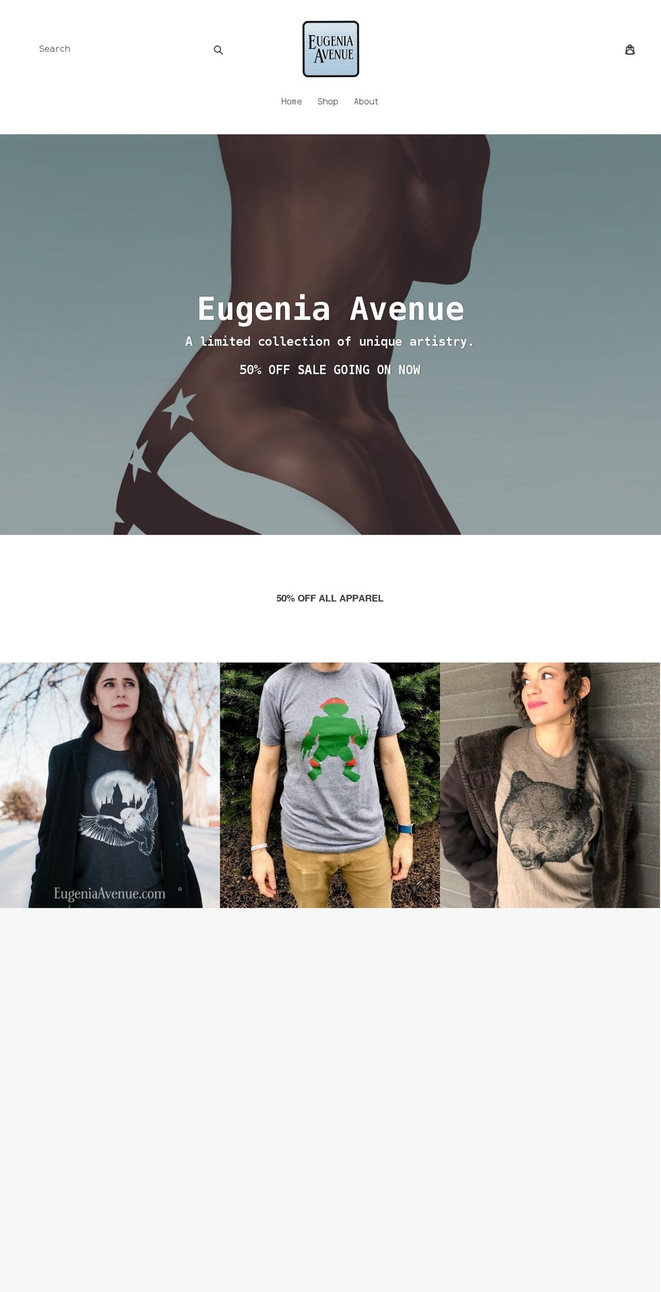 eugeniaavenue.com — Shopify storefront screenshot