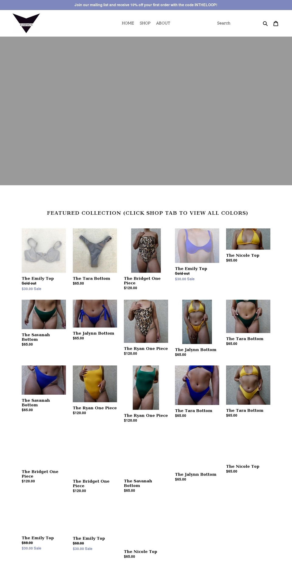 eugeniosbikinis.com shopify website screenshot