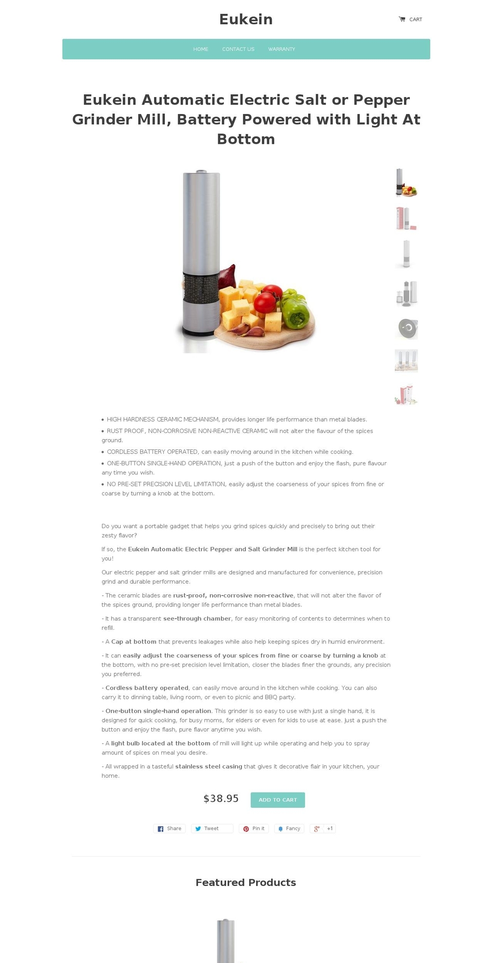 eukein.com shopify website screenshot