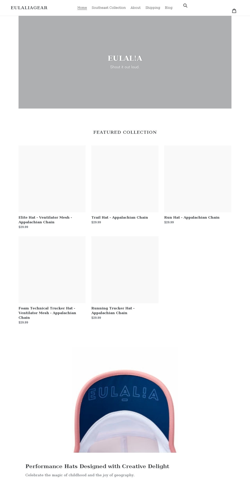 eulaliagear.com shopify website screenshot