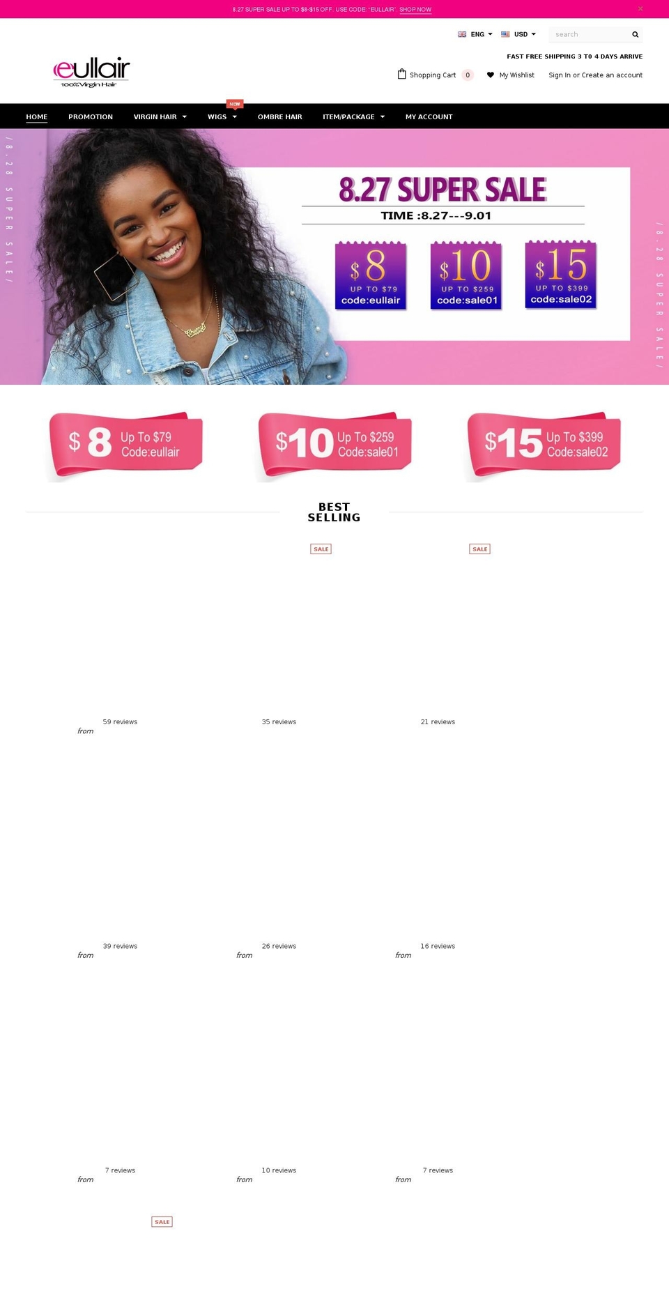 eullair.myshopify.com — Shopify storefront screenshot