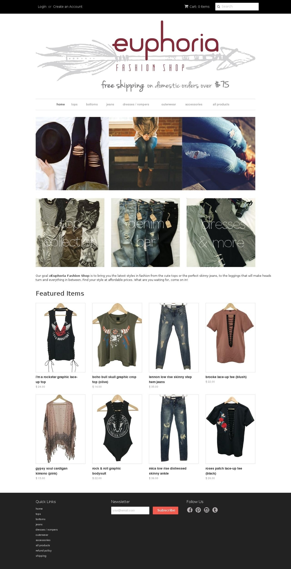 euphoriafashionshop.com shopify website screenshot