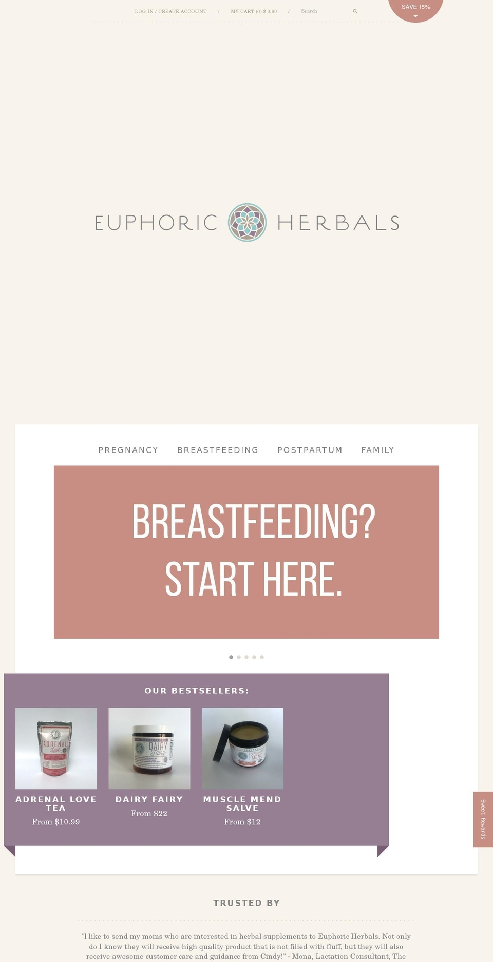 euphoricherbals.com shopify website screenshot