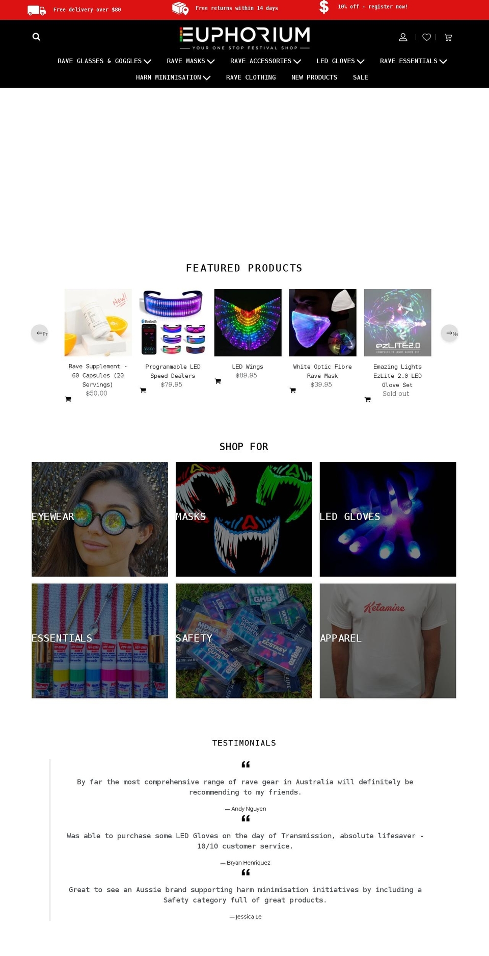 euphoriumstore.com.au shopify website screenshot
