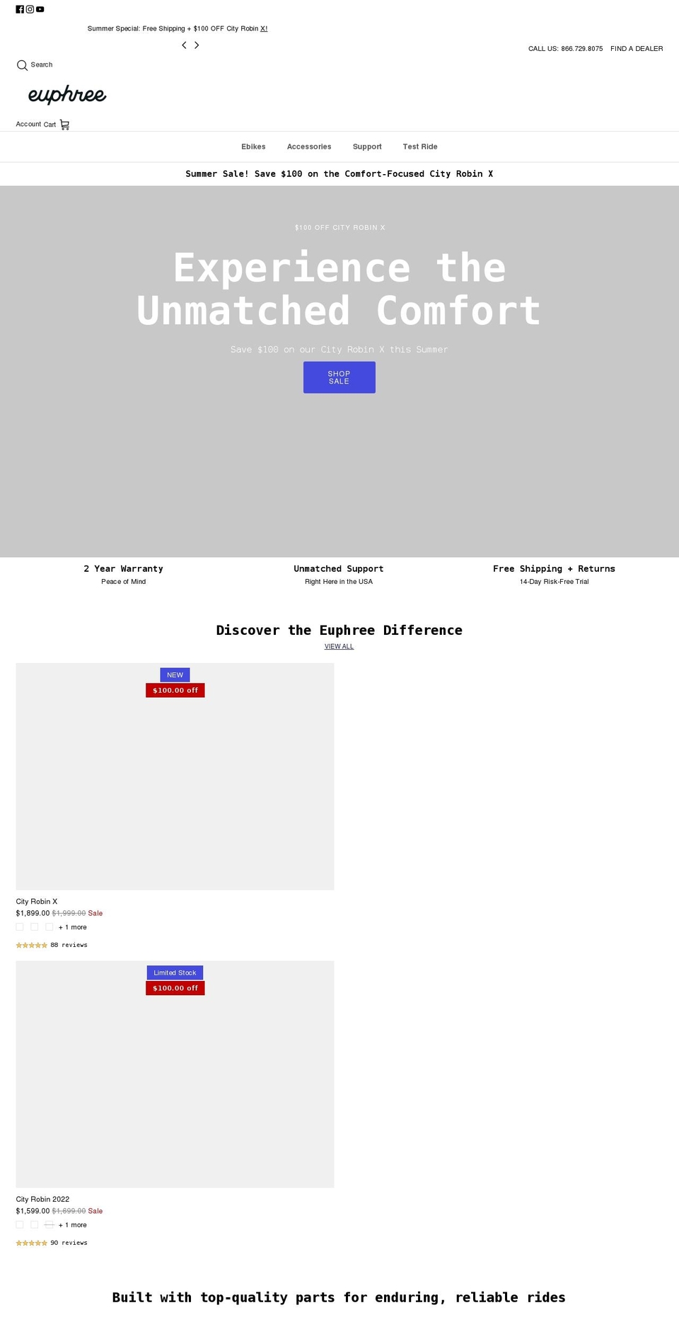 euphree.com shopify website screenshot
