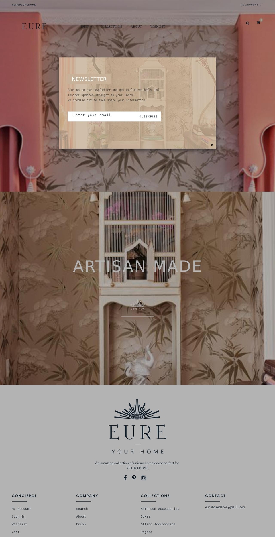 eurehomedecor.com — Shopify storefront screenshot