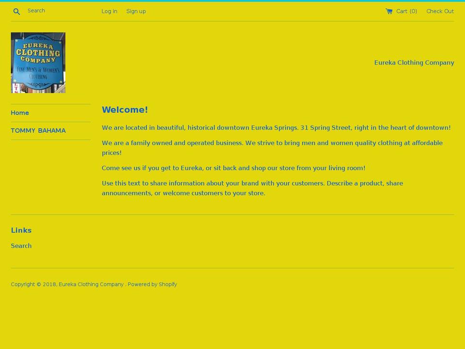 eurekaclothingco.net shopify website screenshot