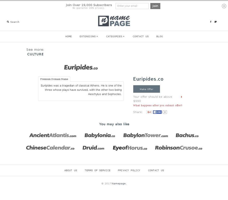 euripides.co shopify website screenshot