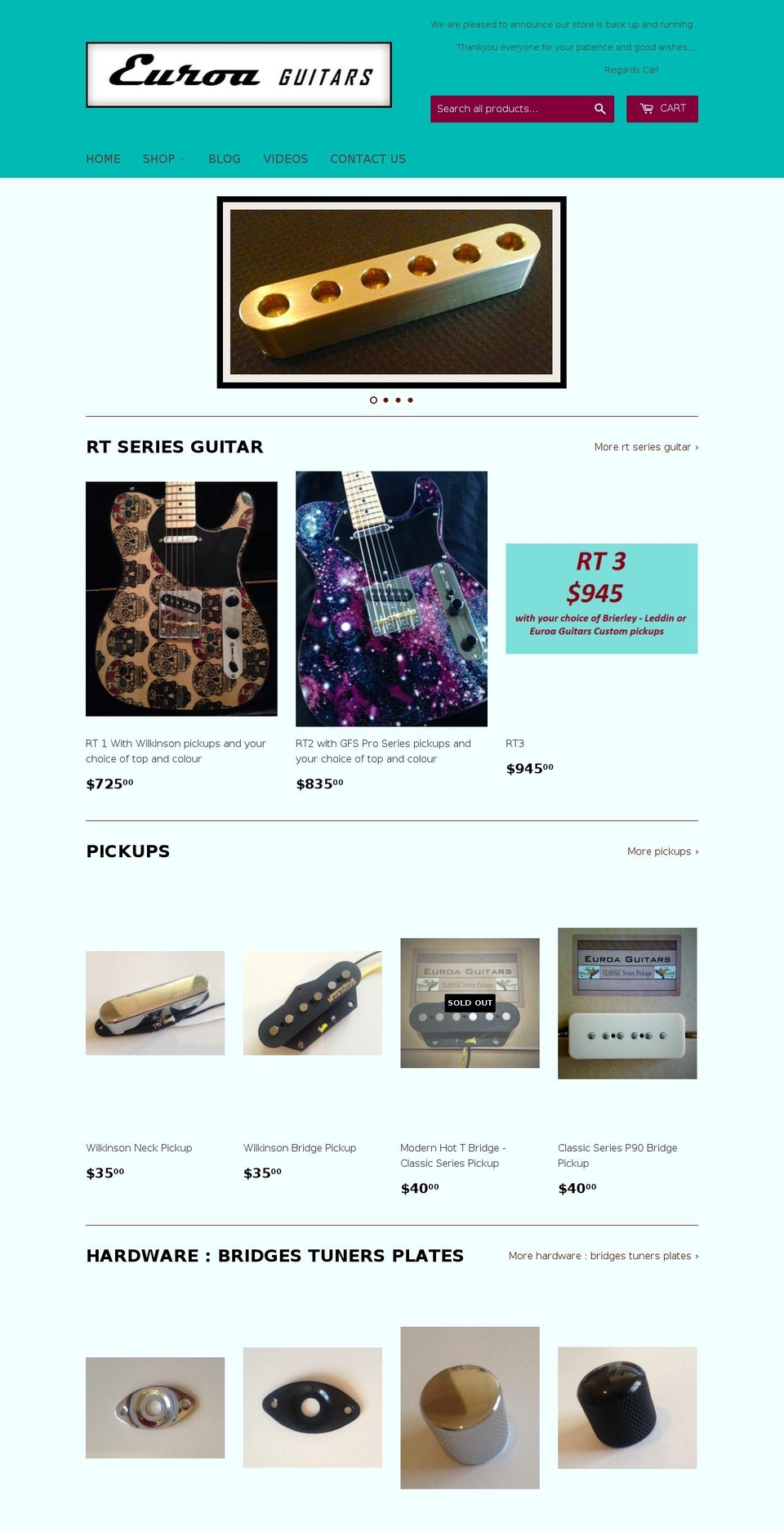 euroaguitars.com — Shopify storefront screenshot