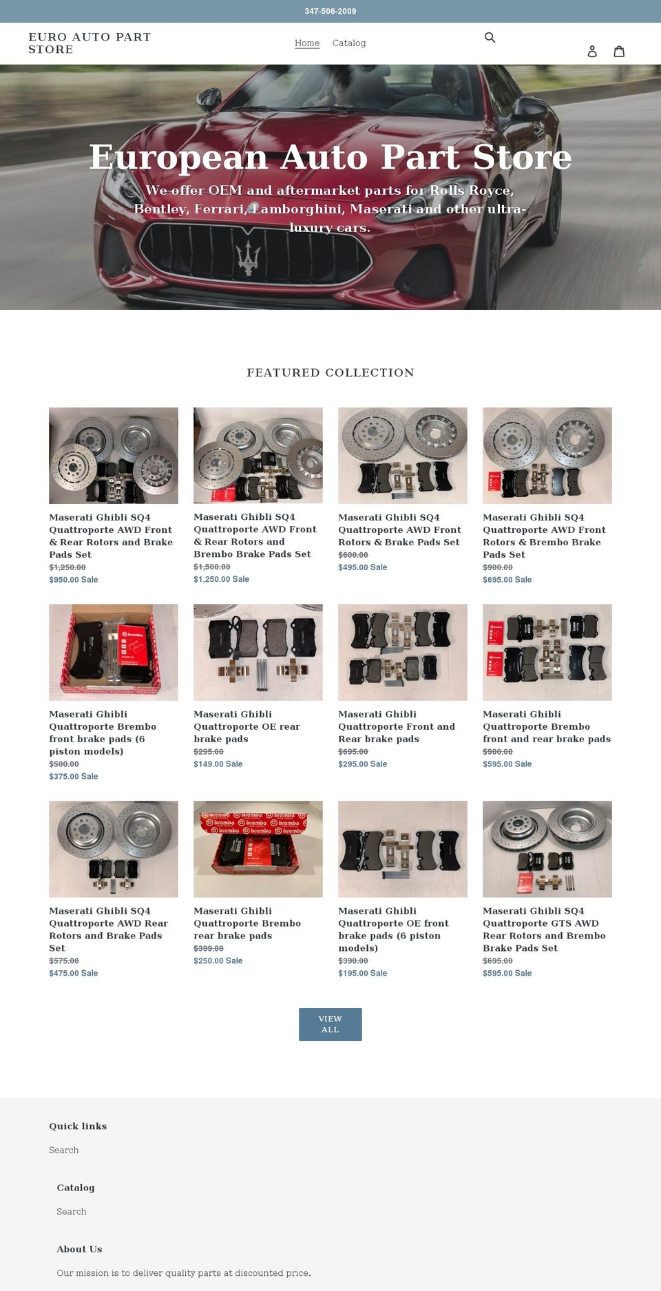 euroautopartstore.com shopify website screenshot