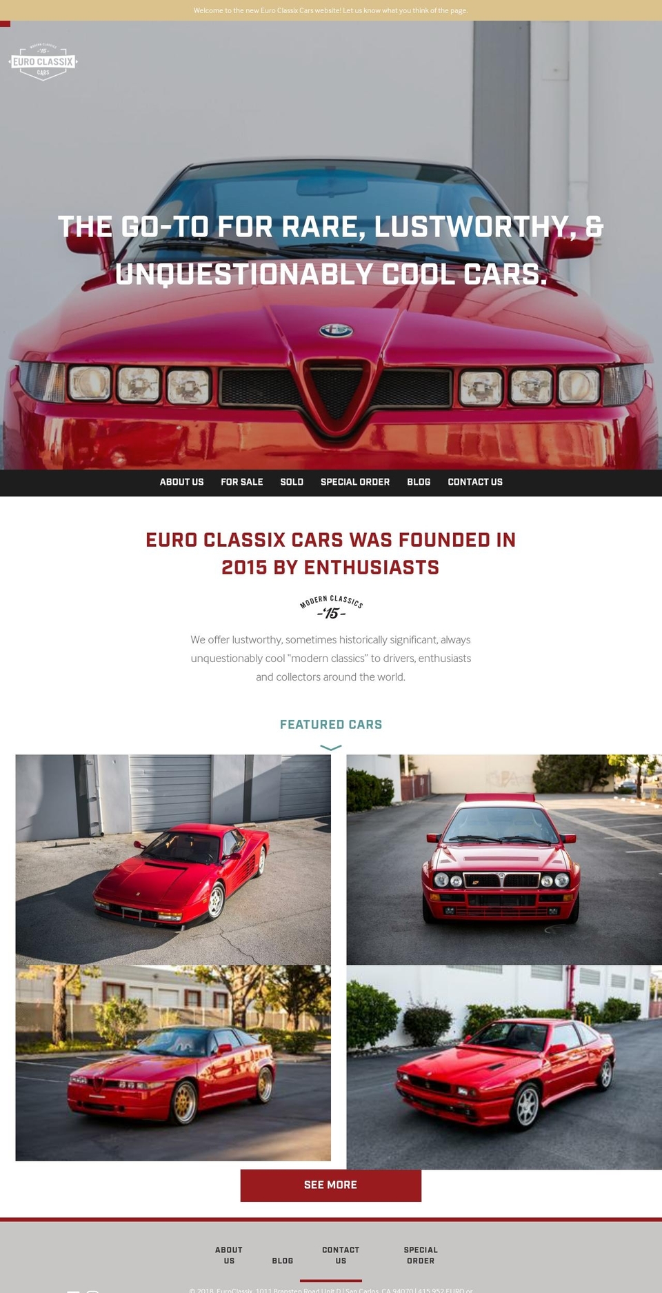 euroclassixcars.com shopify website screenshot