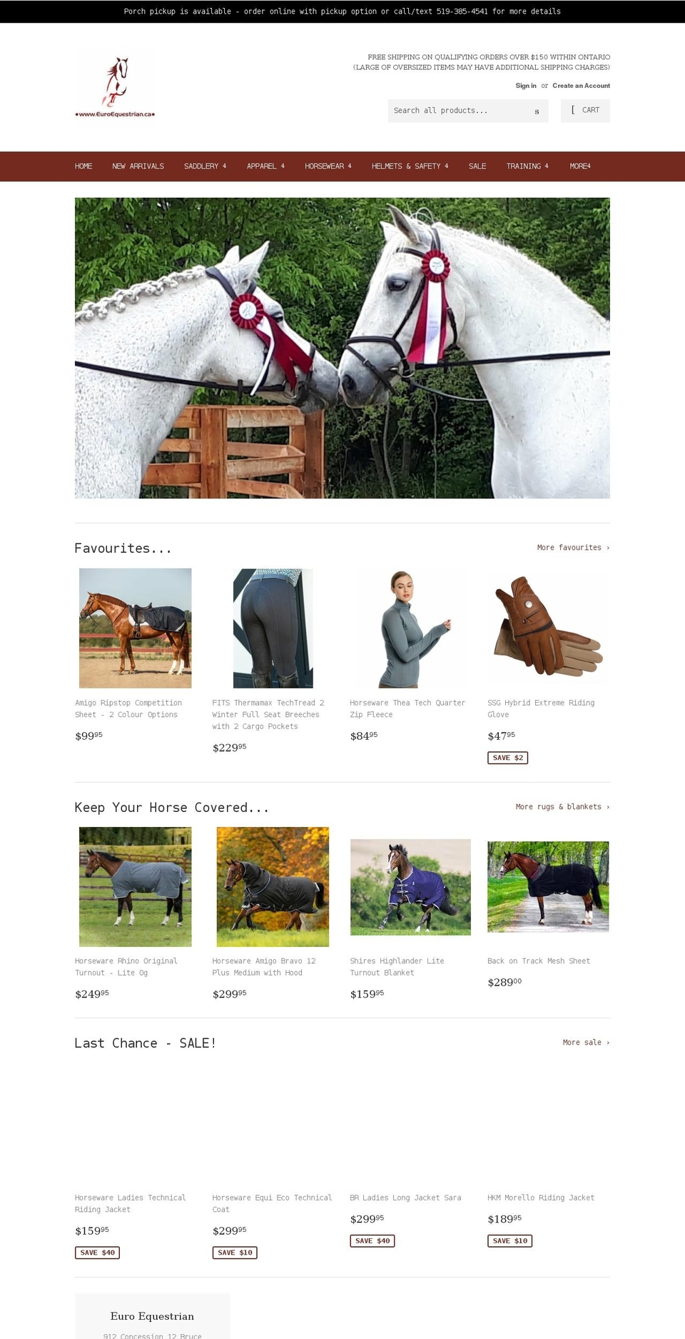 euroequestrian.ca shopify website screenshot