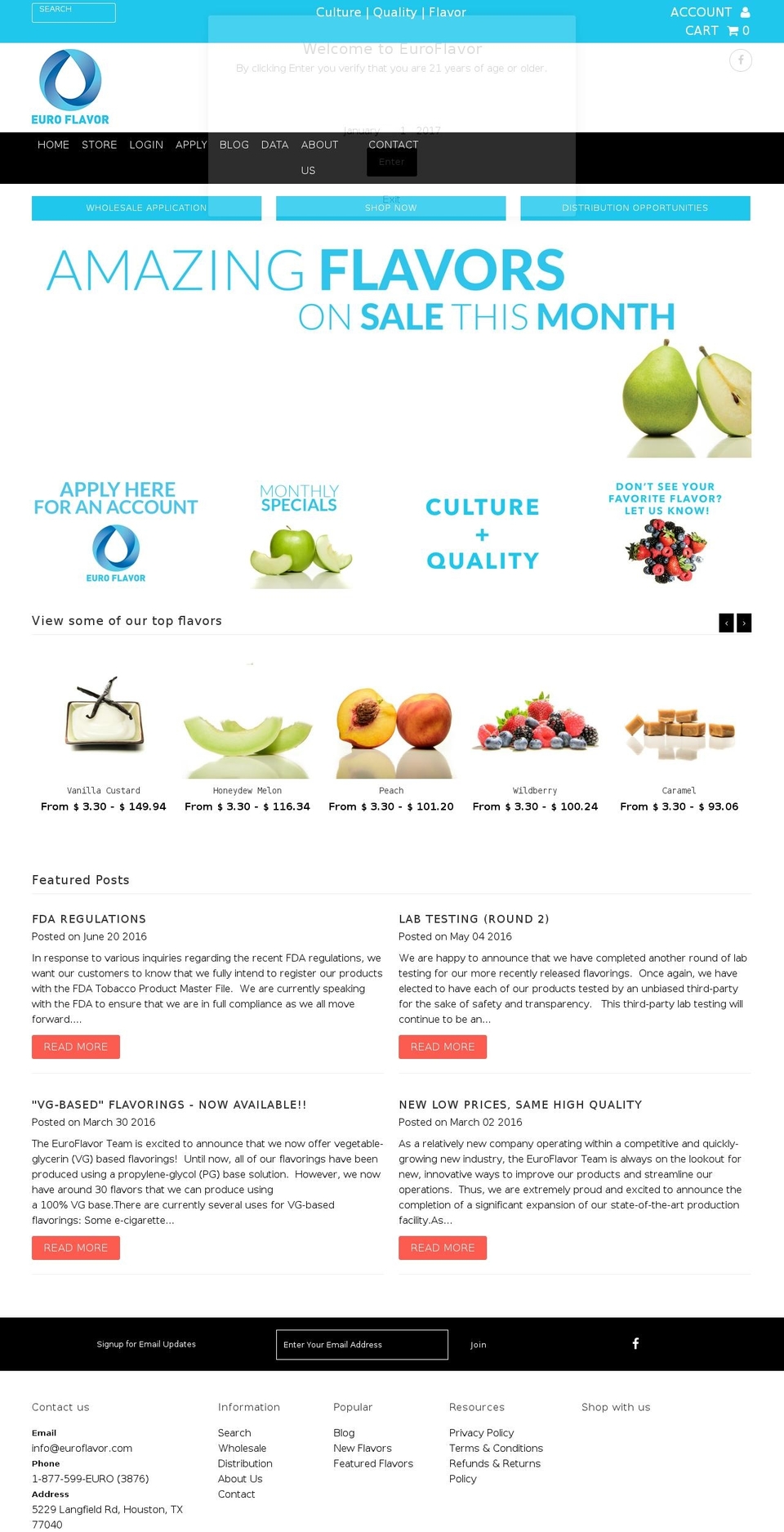 euroflavor.com shopify website screenshot