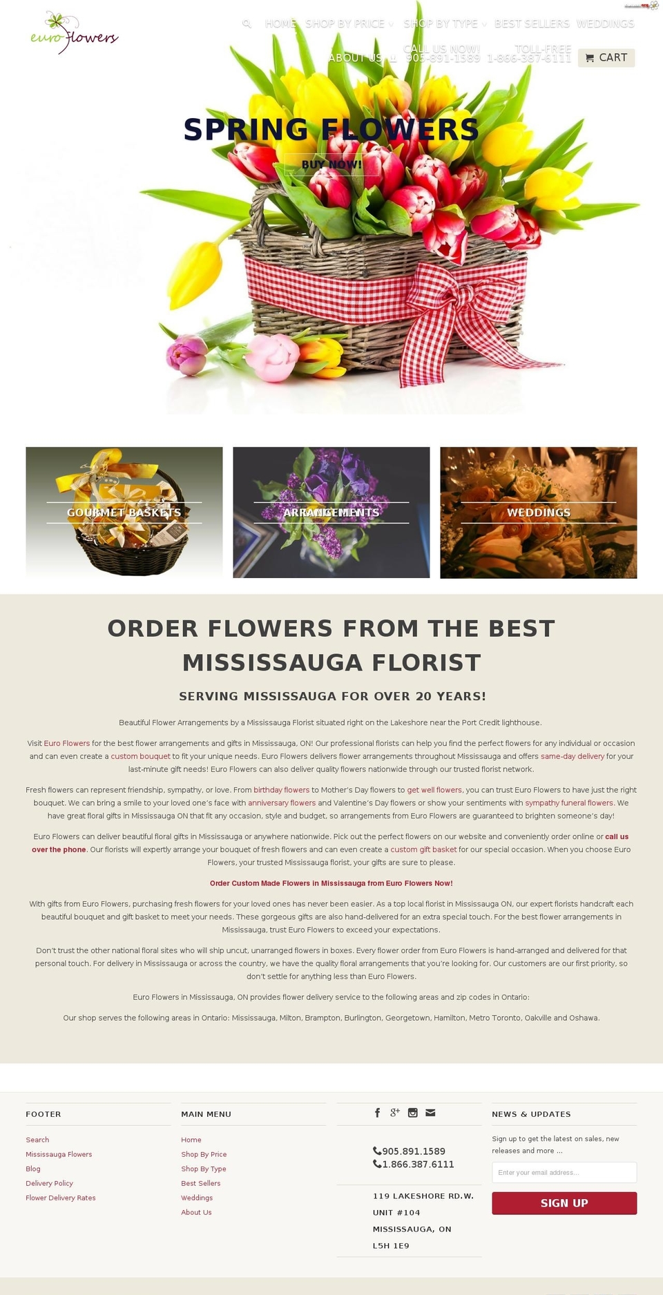 euroflowers.ca shopify website screenshot