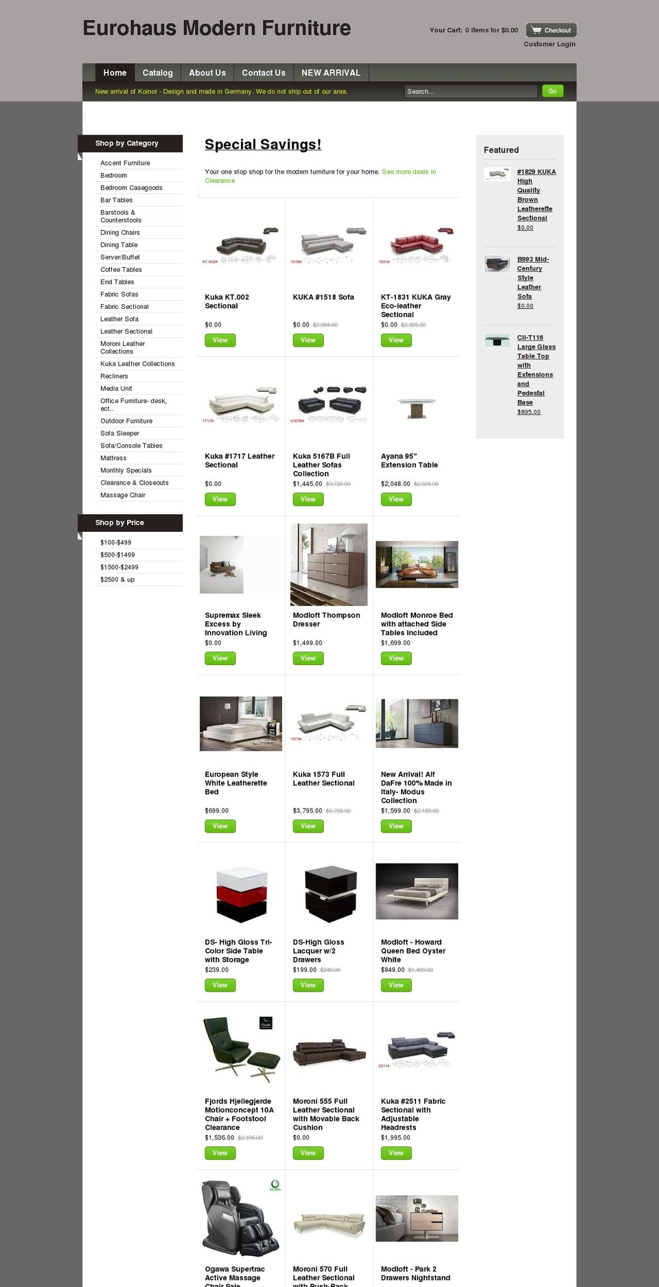 eurohausfurniture.com shopify website screenshot