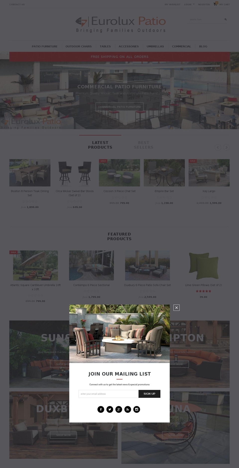 euroluxpatio.com shopify website screenshot