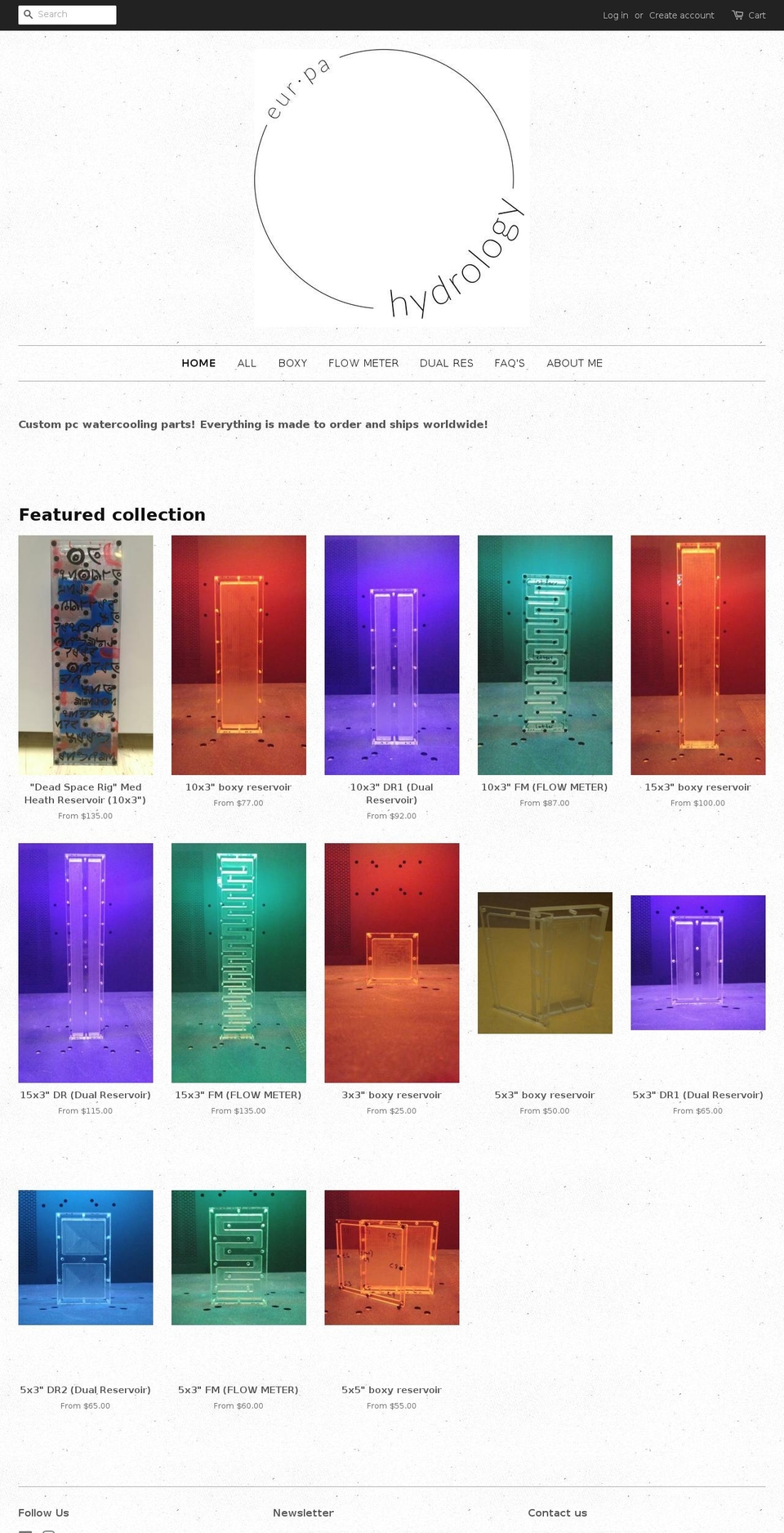 europahydrology.com shopify website screenshot
