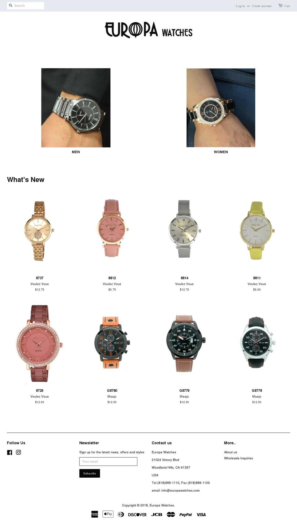 europawatches.com shopify website screenshot