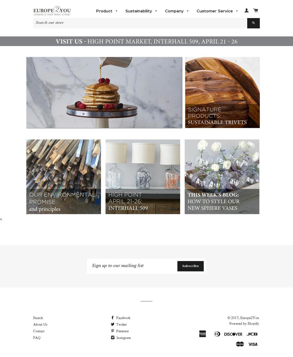 Wholesale Shopify theme site example europe2you.com
