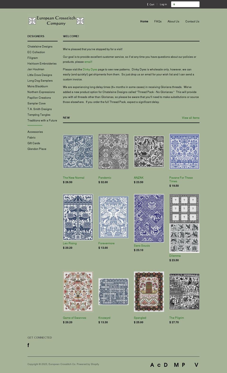 european-crosstitch-company.myshopify.com shopify website screenshot