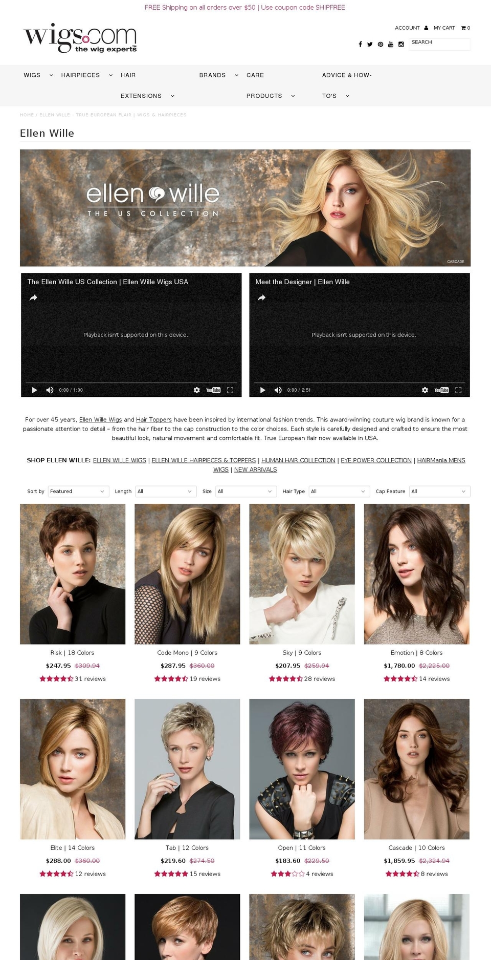 european-wigs.com shopify website screenshot