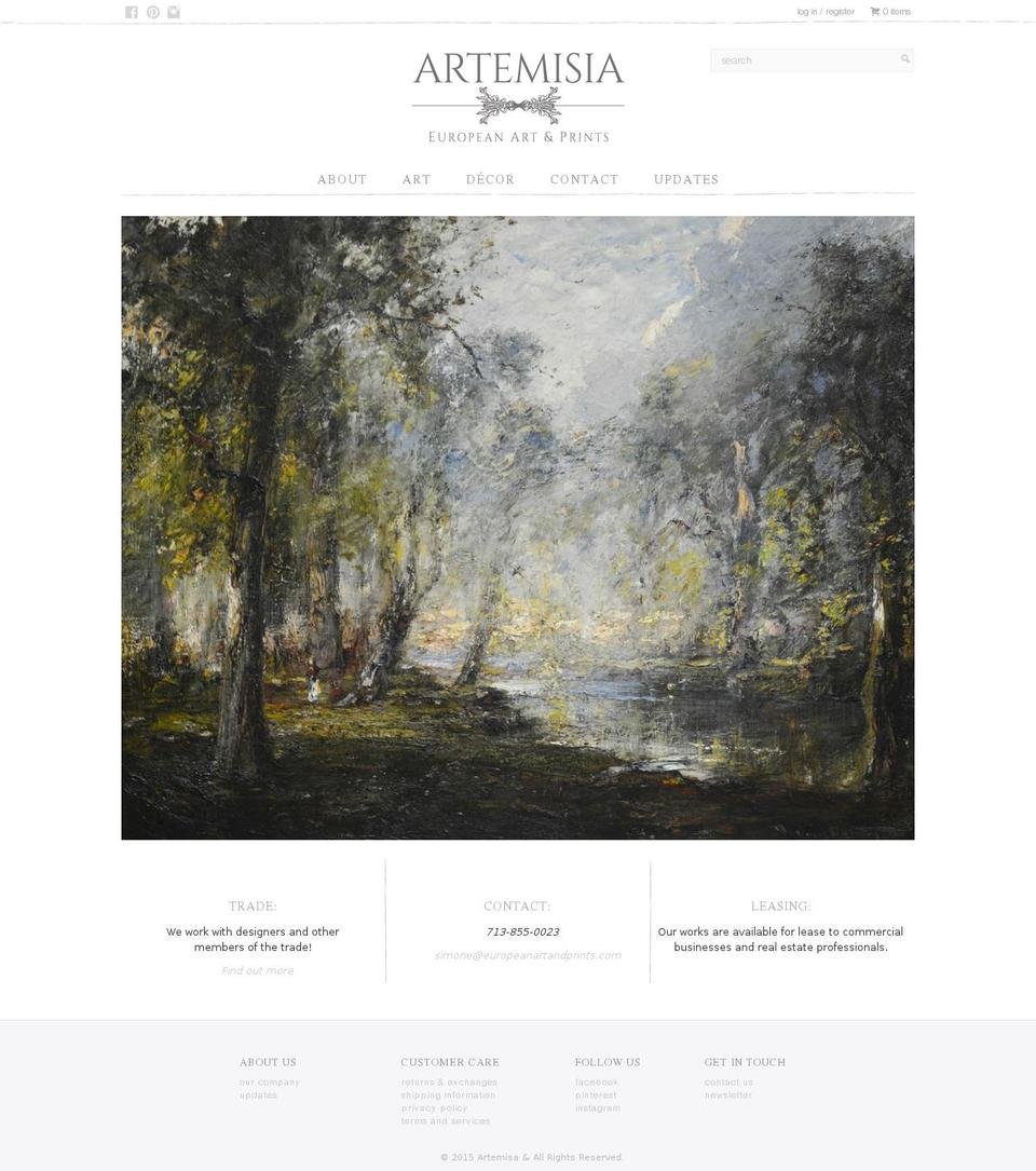 europeanartandprints.com shopify website screenshot