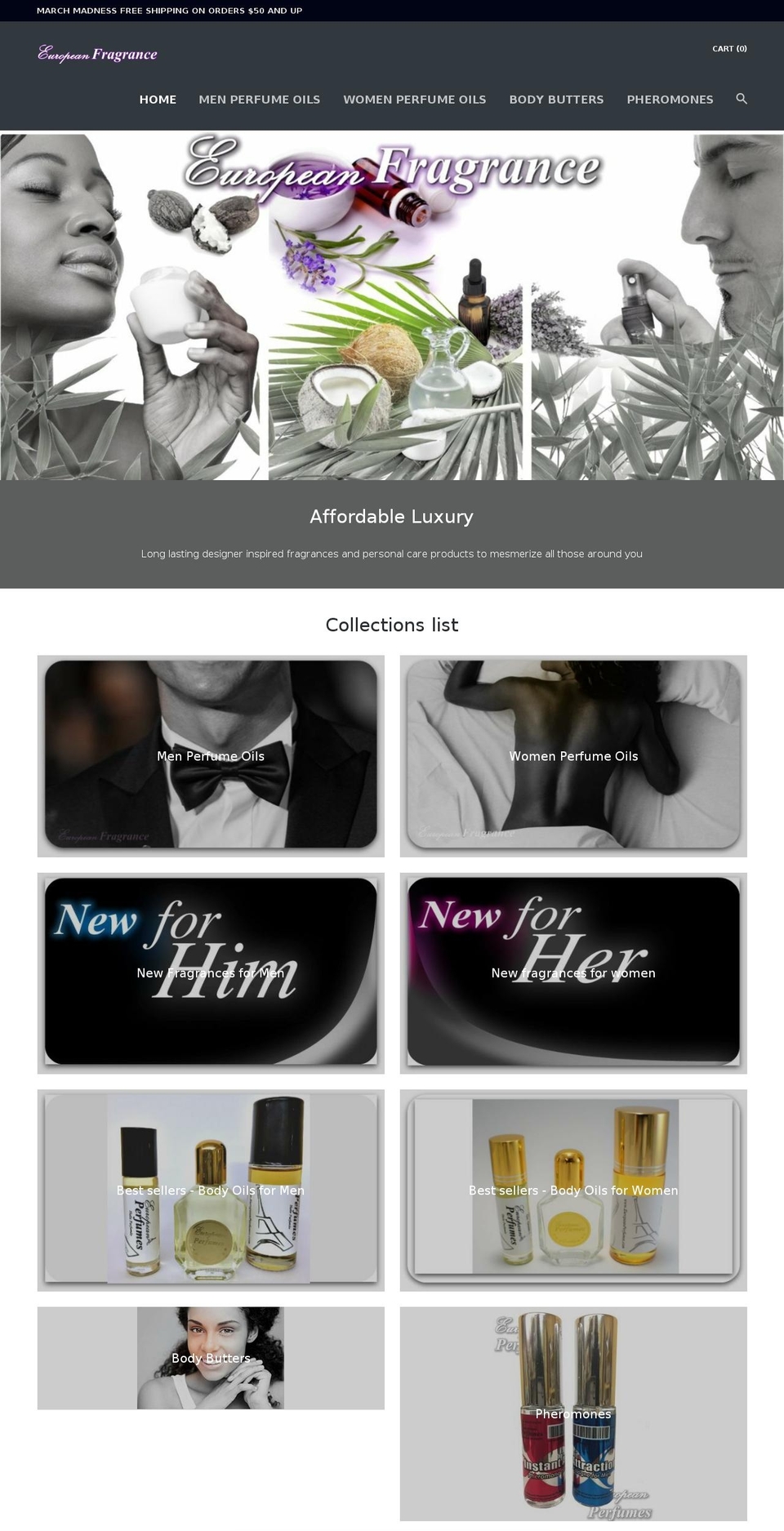 europeanfragrance.com shopify website screenshot