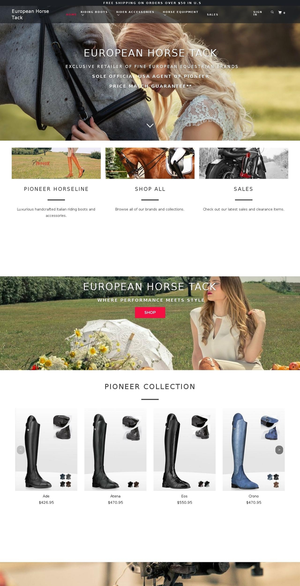 europeanhorsetack.com shopify website screenshot