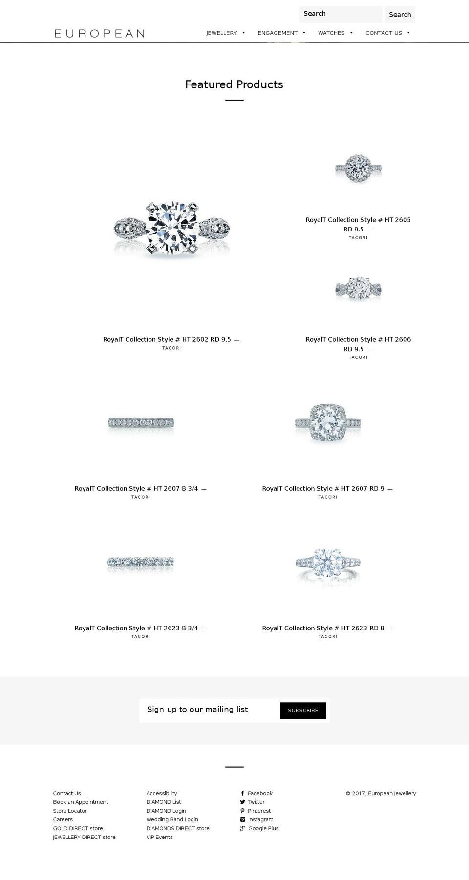 europeanjewelers.ca shopify website screenshot