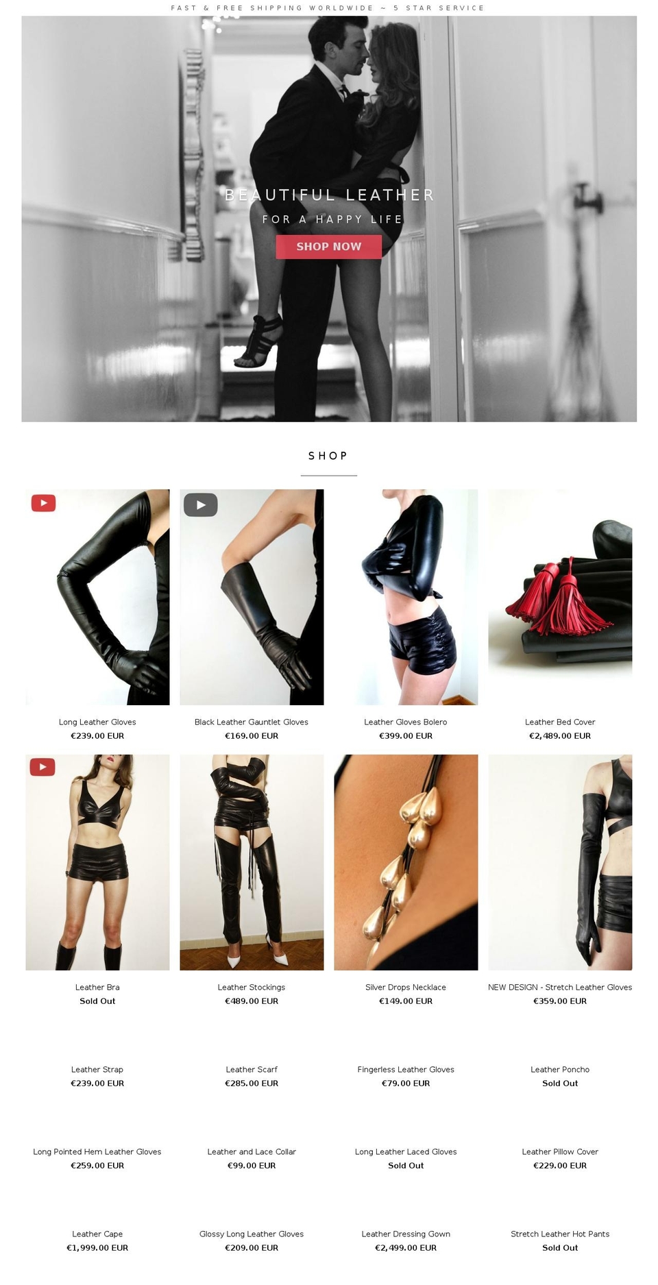 europeanleatherdesign.com shopify website screenshot