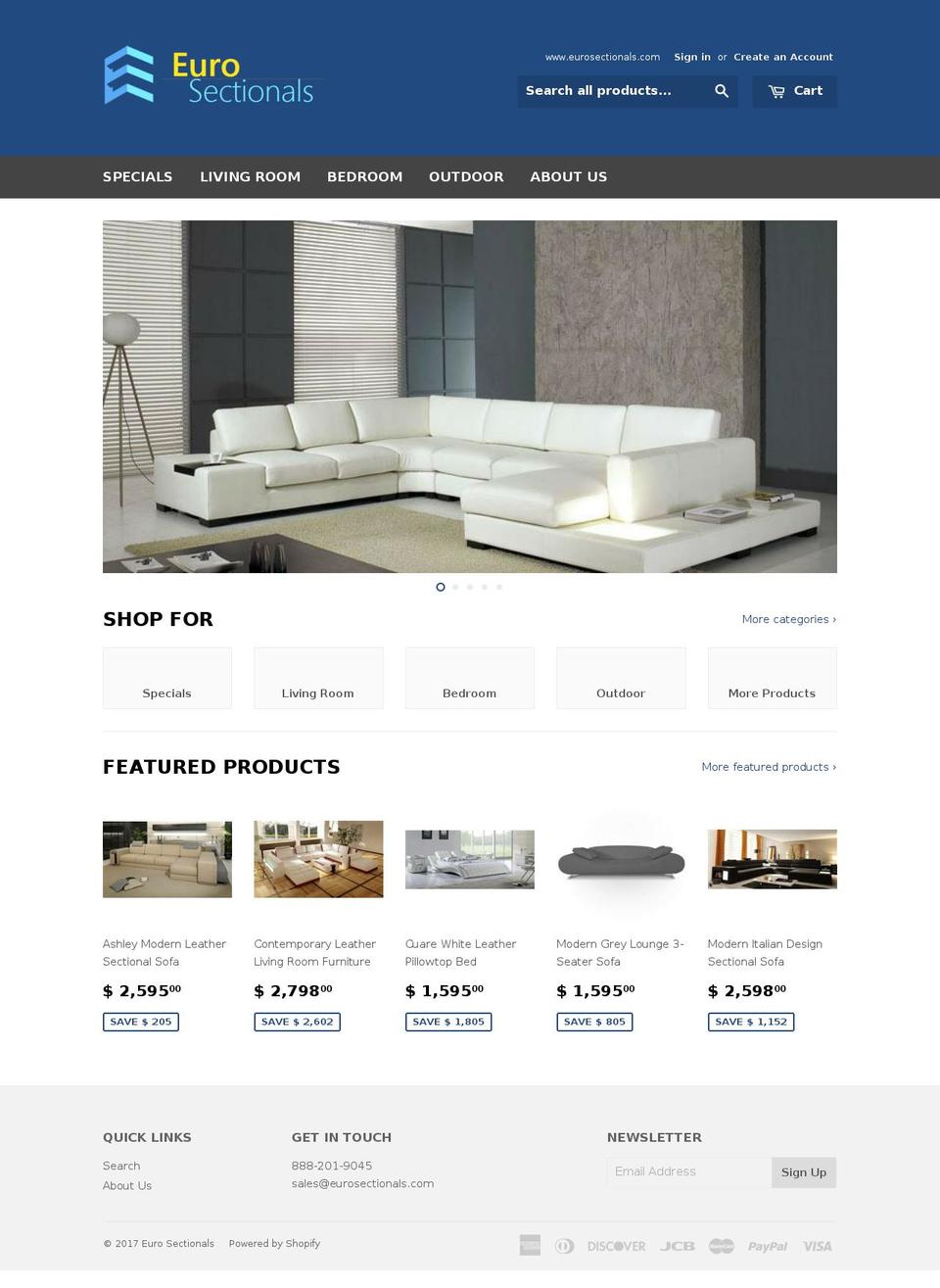 eurosectional.com shopify website screenshot