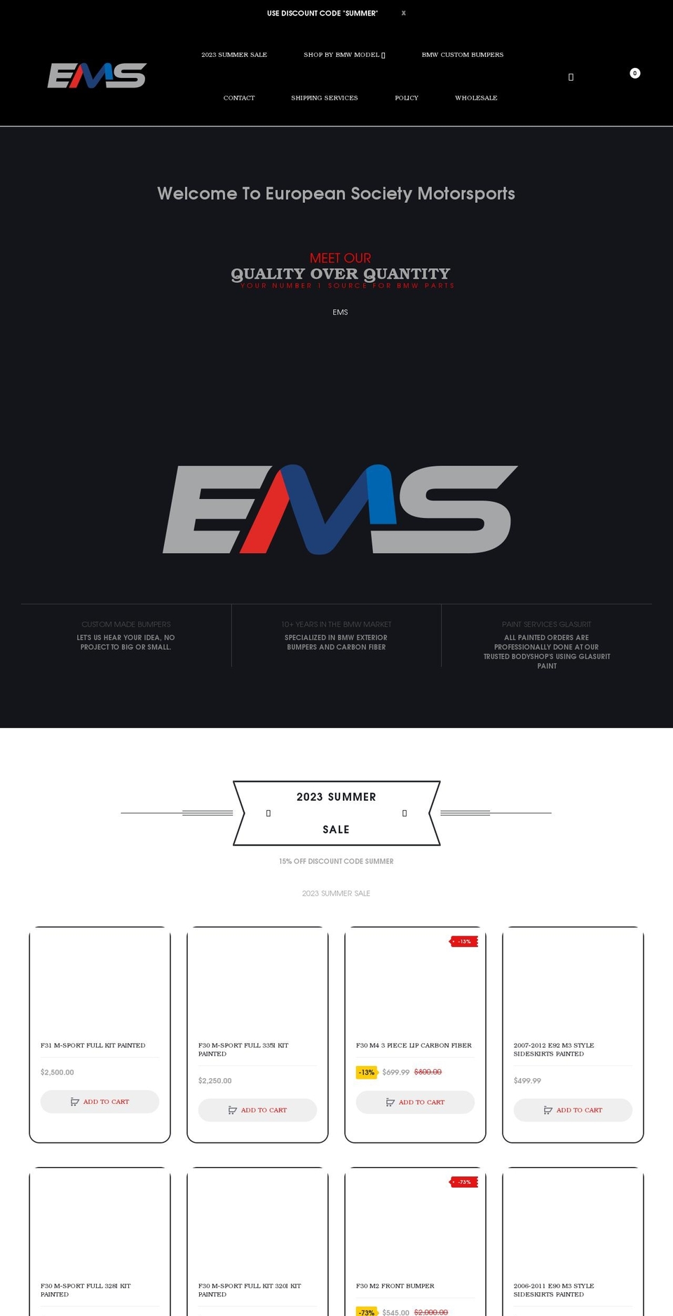 eurosmotorsports.com shopify website screenshot