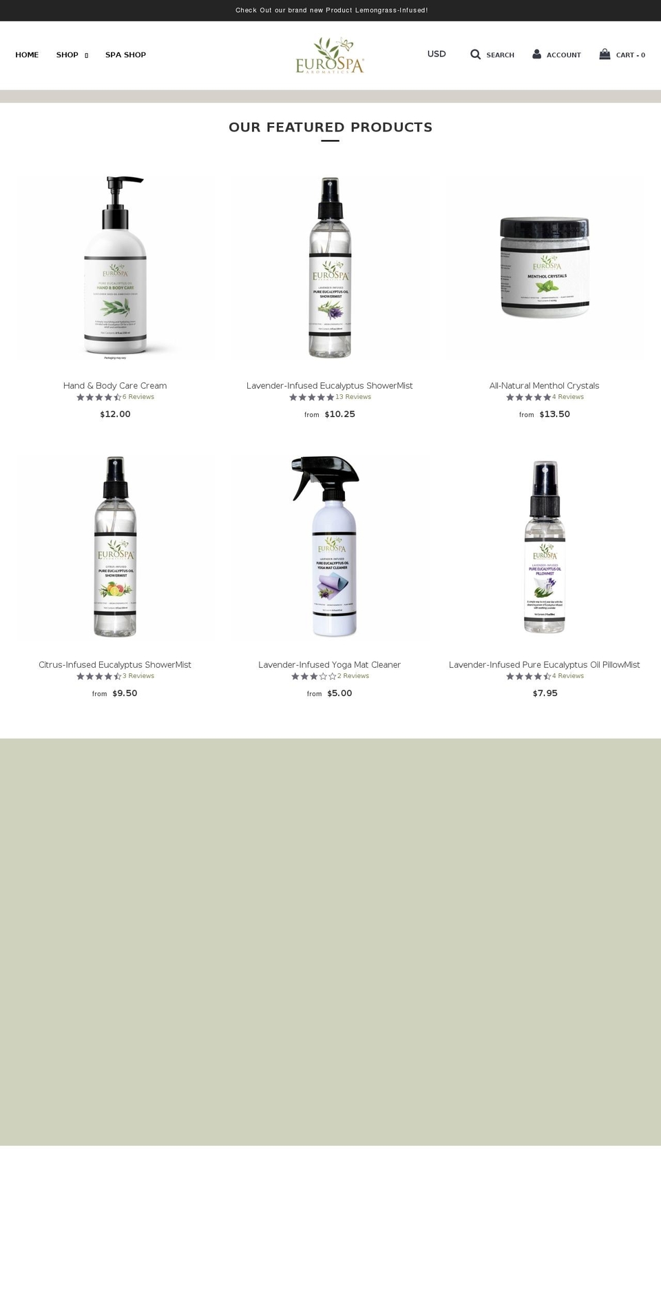 eurospaaromatics.myshopify.com shopify website screenshot