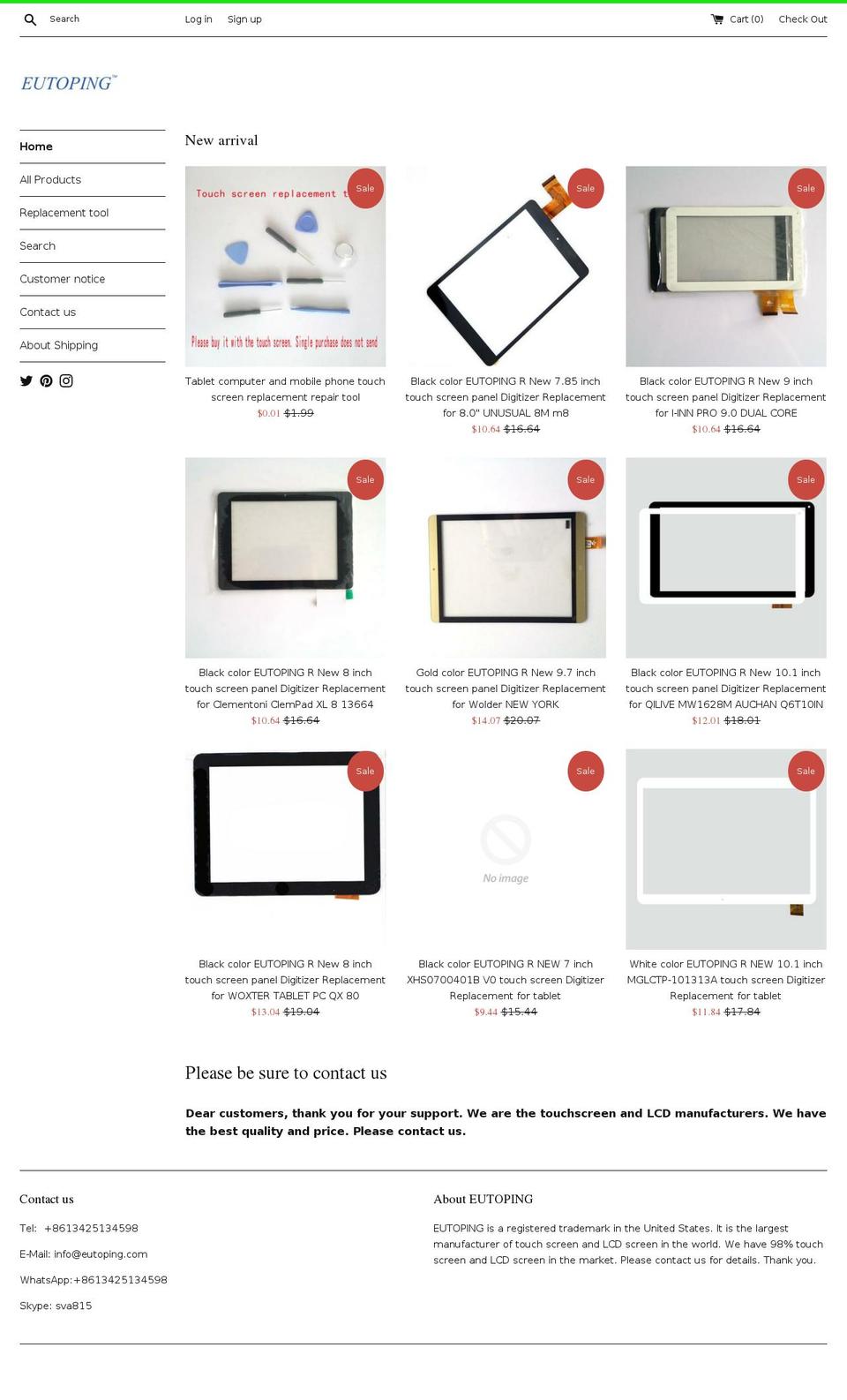 eutoping.com shopify website screenshot