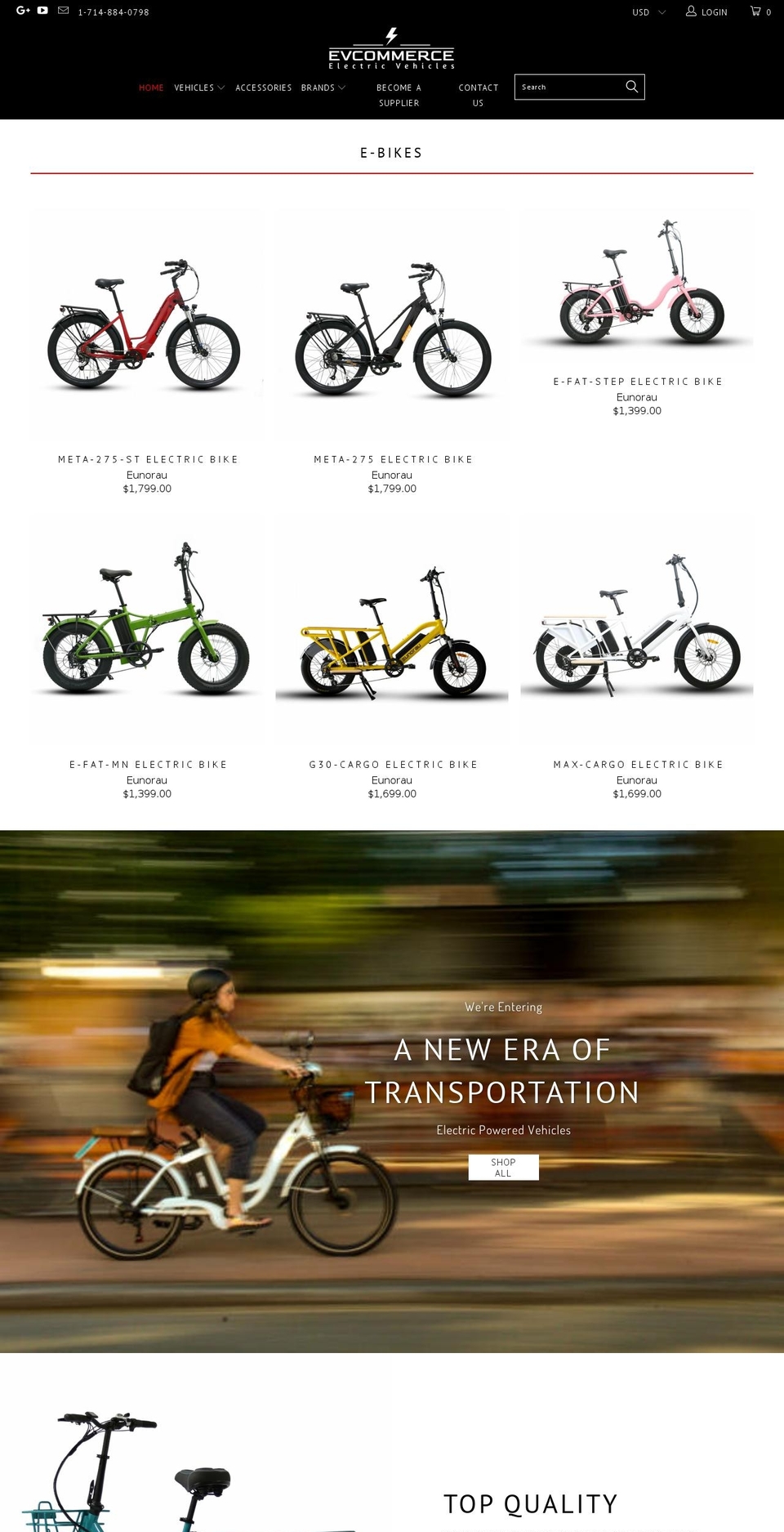 ev-commerce.com shopify website screenshot