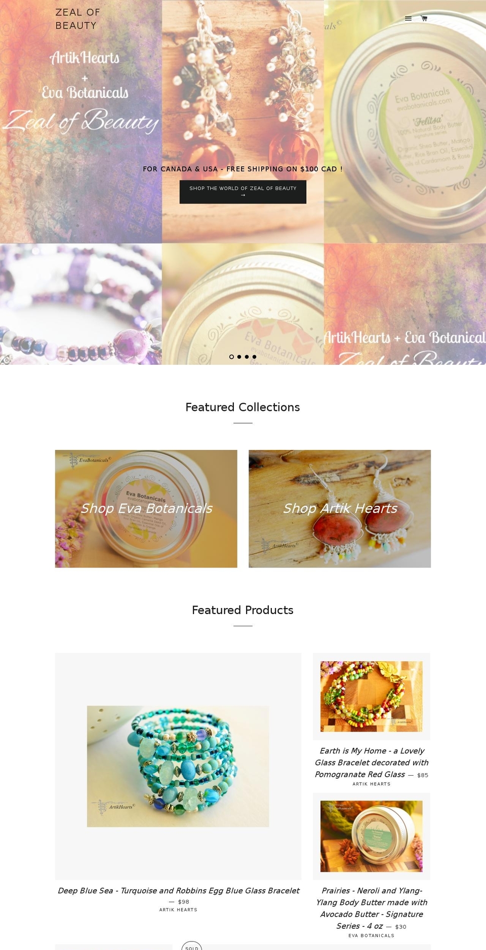 evabotanicals.com shopify website screenshot