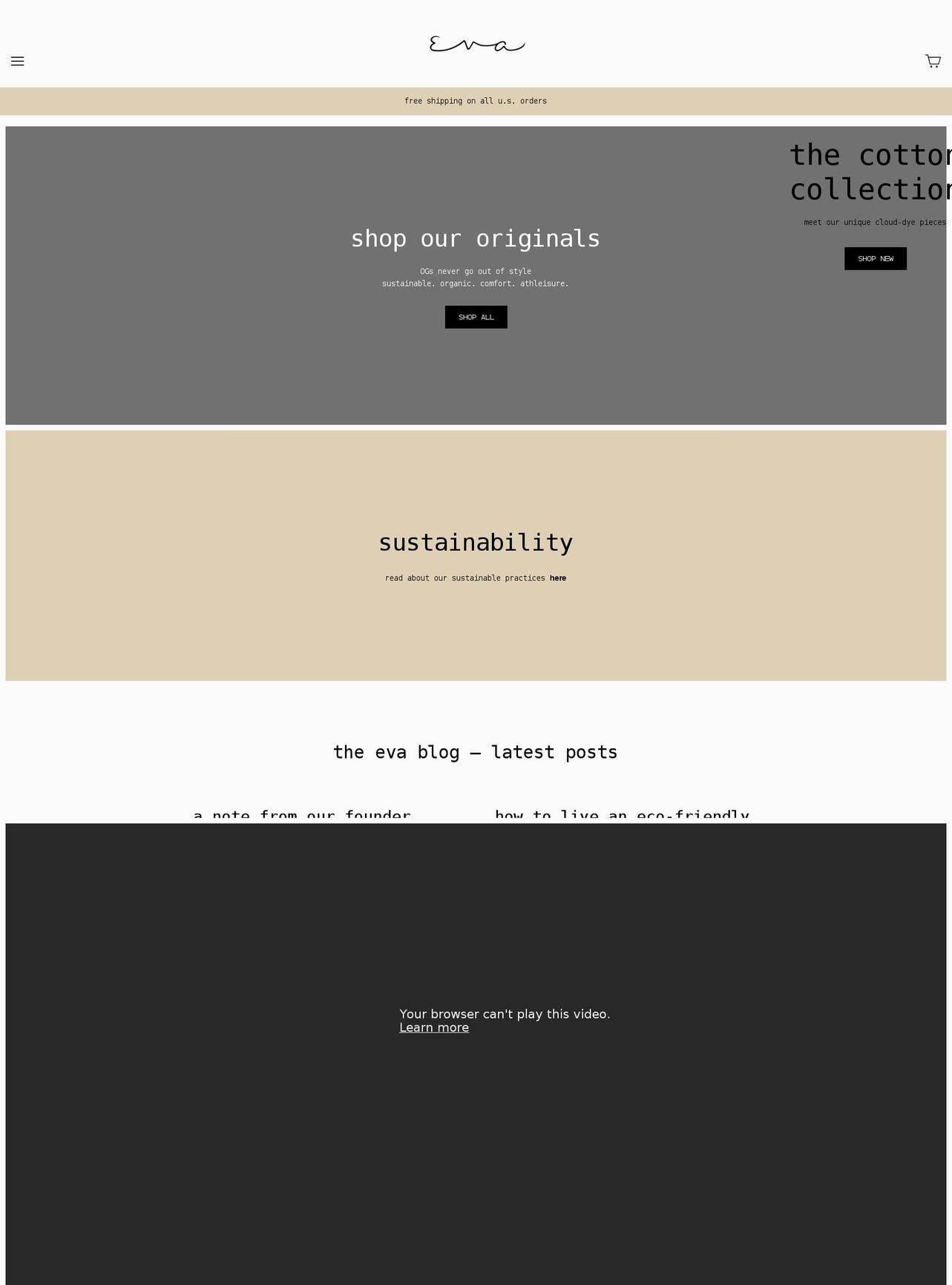 evabyevasu.com shopify website screenshot