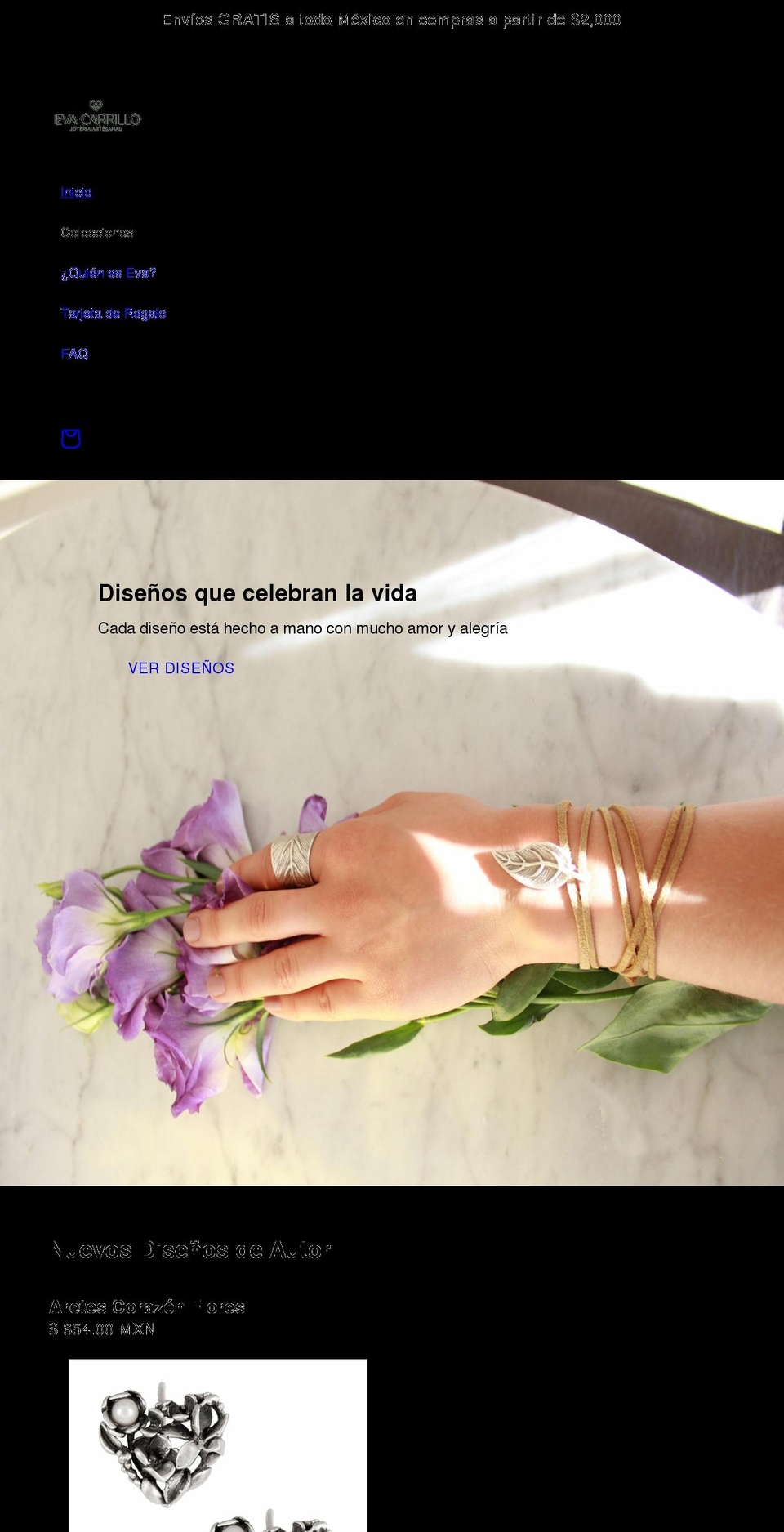 evacarrillojoyas.com shopify website screenshot