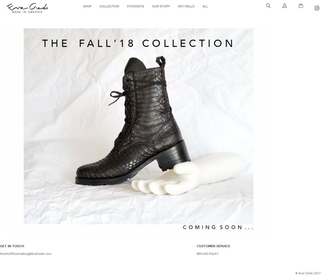 evacredo.com shopify website screenshot