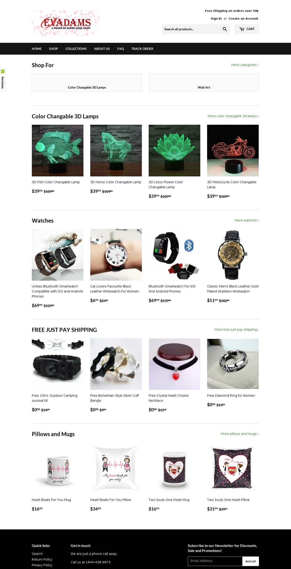 evadams.com shopify website screenshot