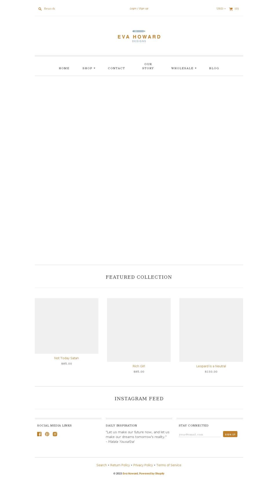 evahoward.com shopify website screenshot