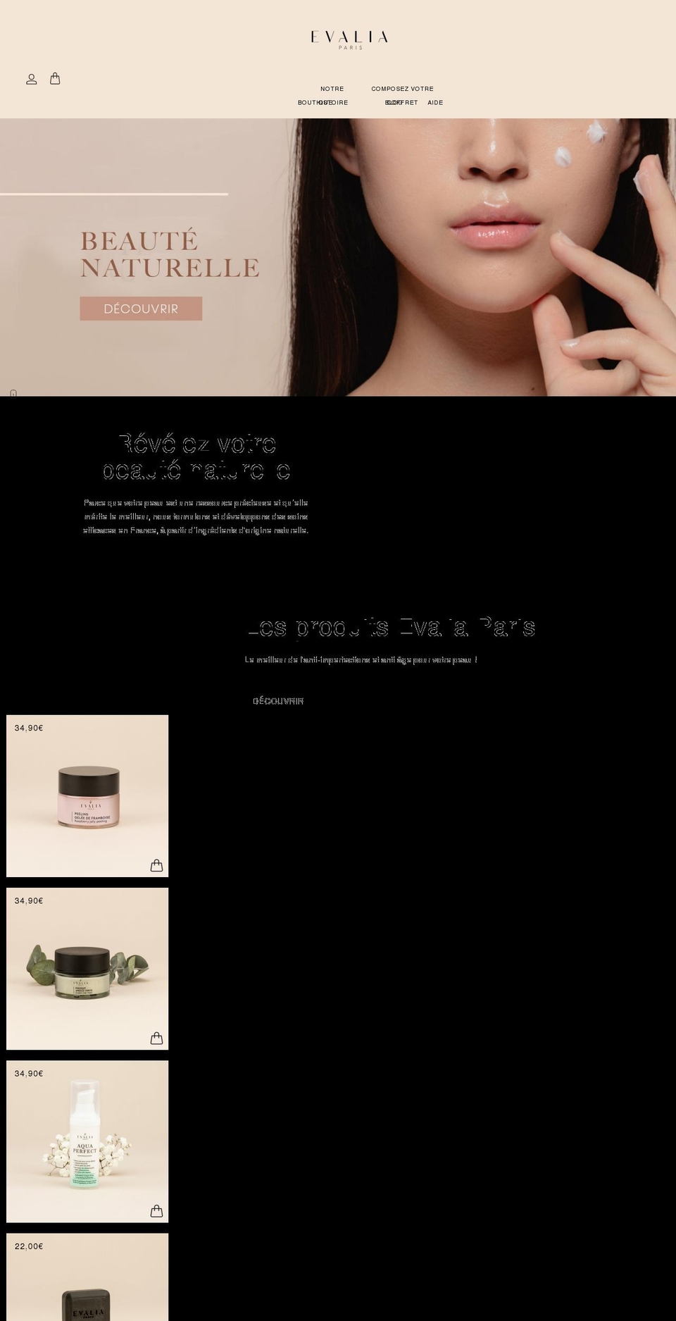 evaliaparis.com shopify website screenshot