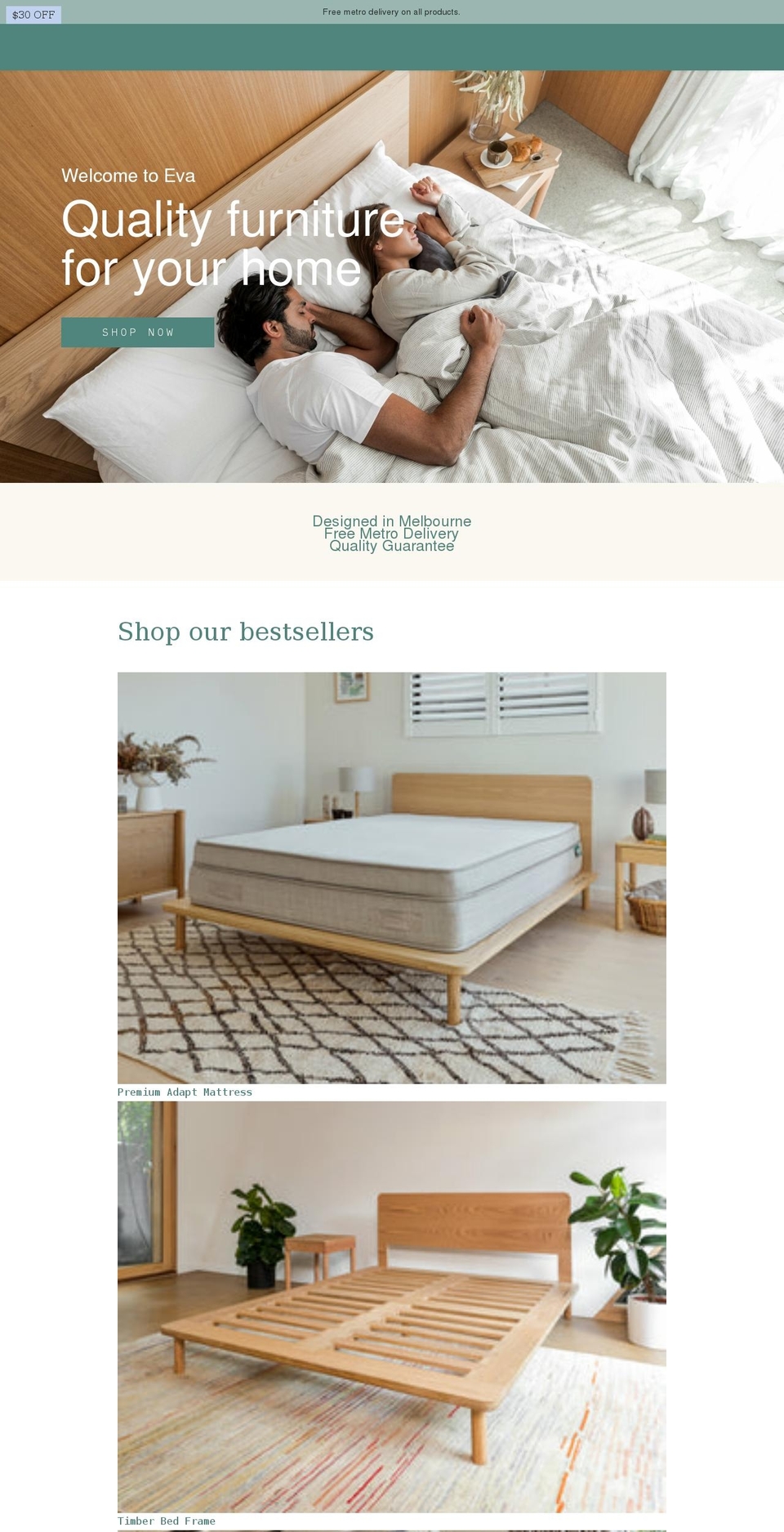 evamattress.com.au shopify website screenshot