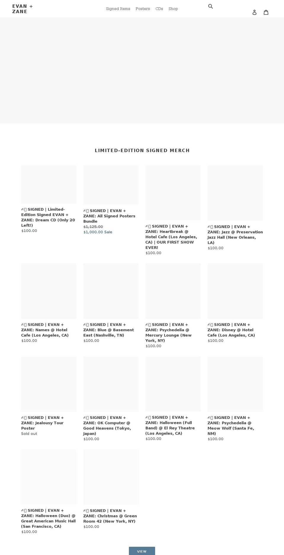evanandzane.com shopify website screenshot