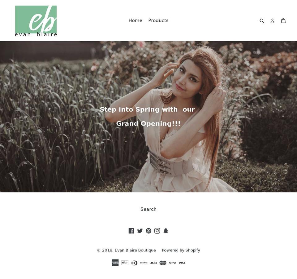evanblaireboutique.com — Shopify storefront screenshot